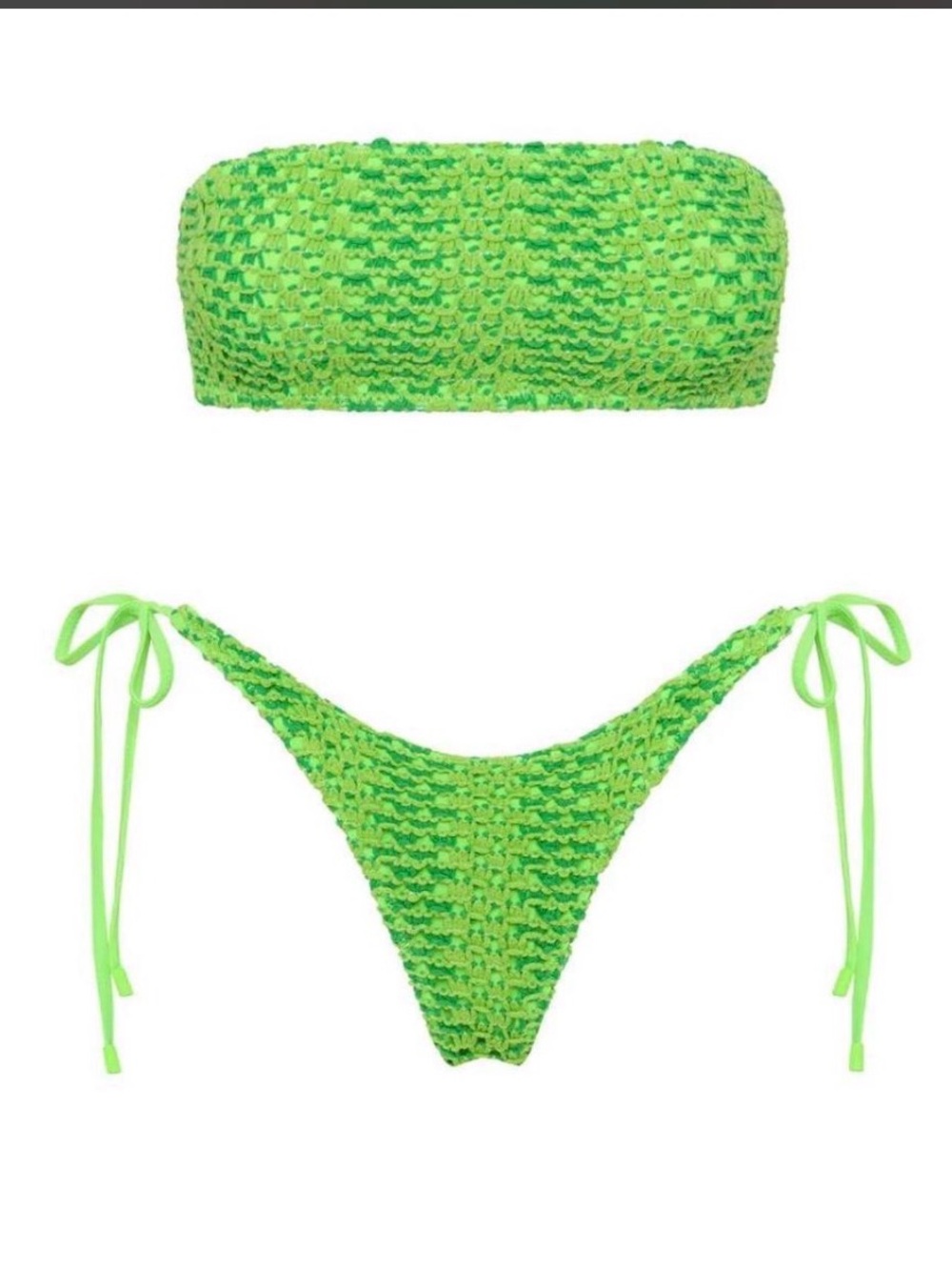triangl swimwear Neon Green Smocked Bandeau String Bikini